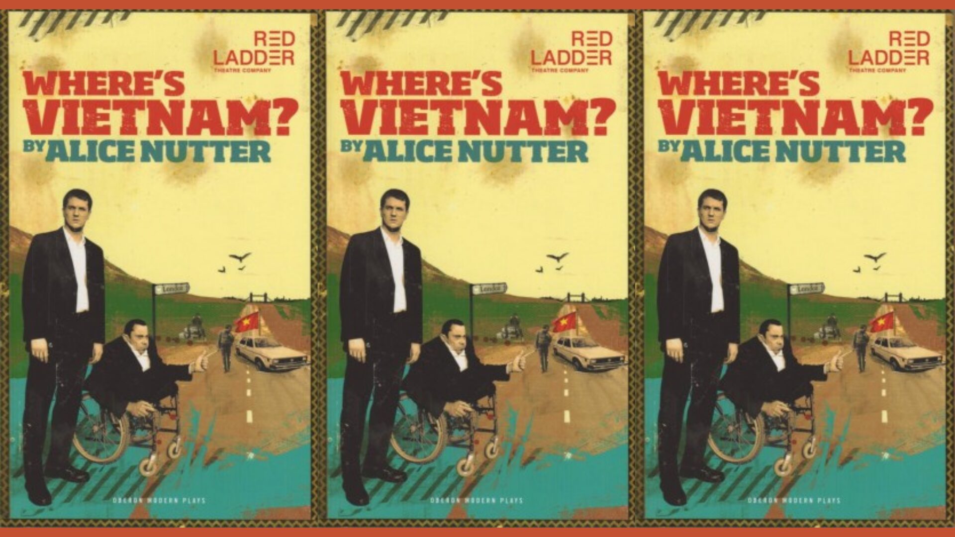 Where's Vietnam poster of two brothers in suits at the side of a road