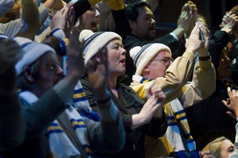 A crowd of football fans