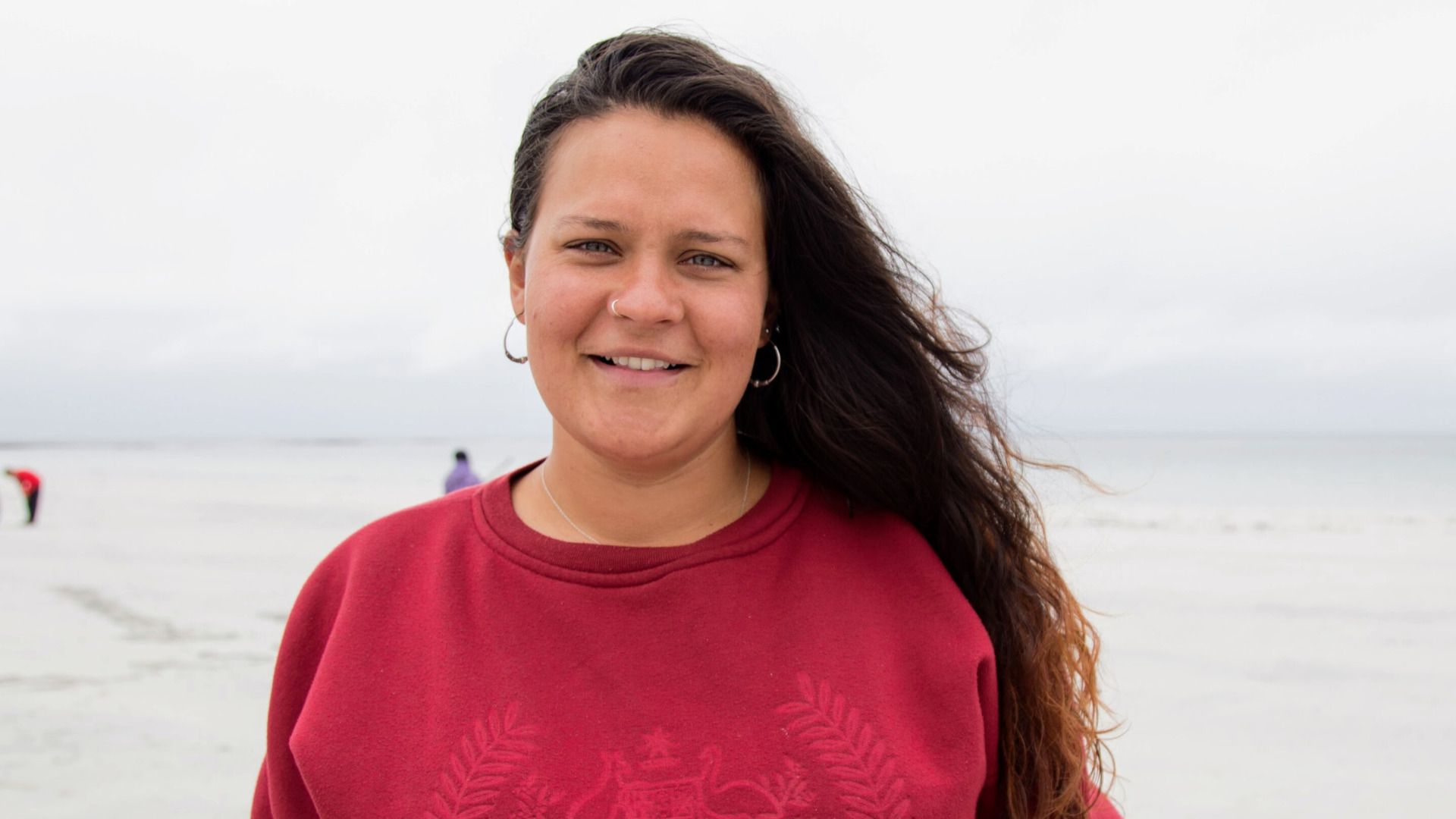 Coralie on the beach