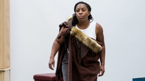 Alicia in cave robes, hunting